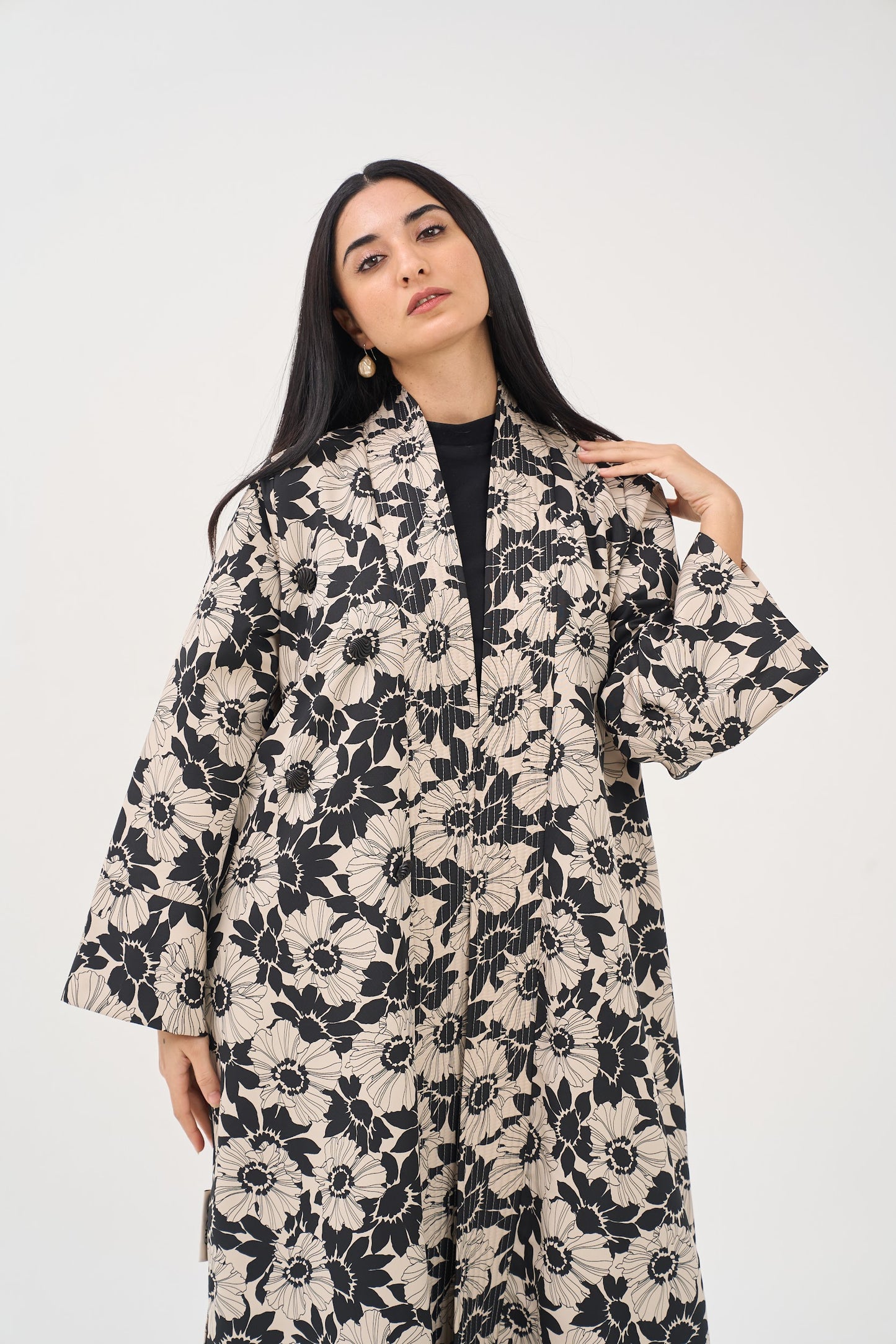 Monochrome Blossom Abaya