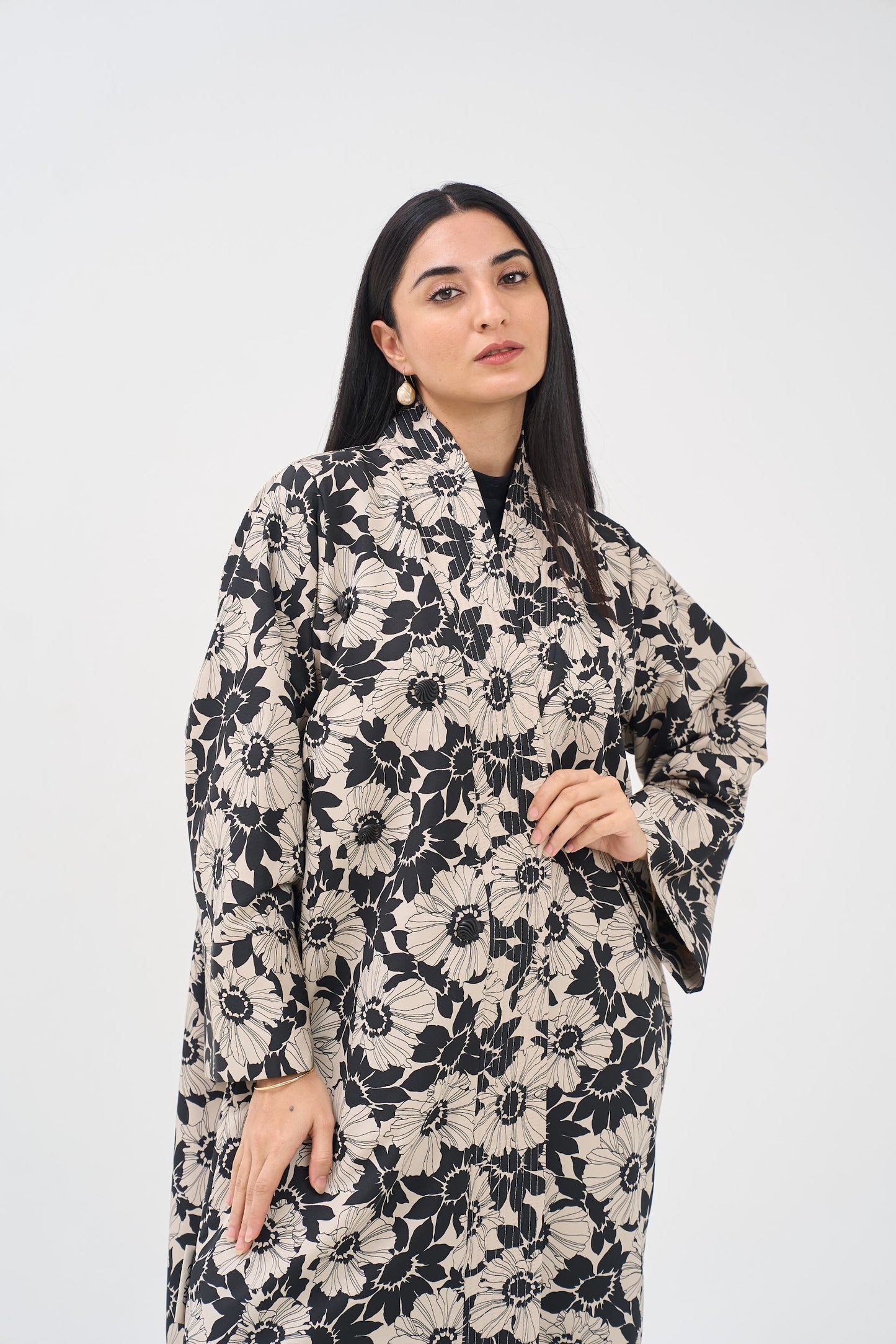 Monochrome Blossom Abaya