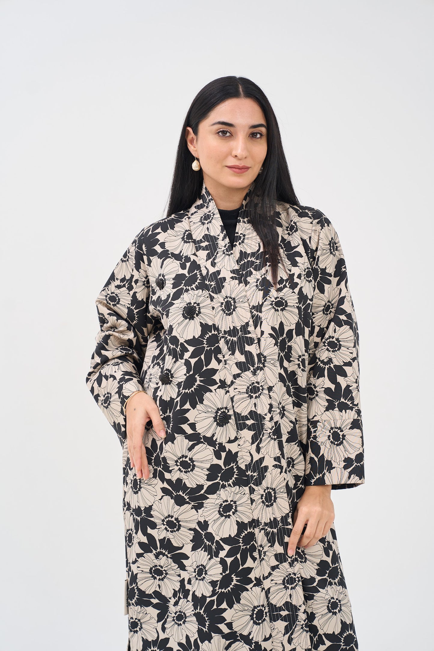 Monochrome Blossom Abaya