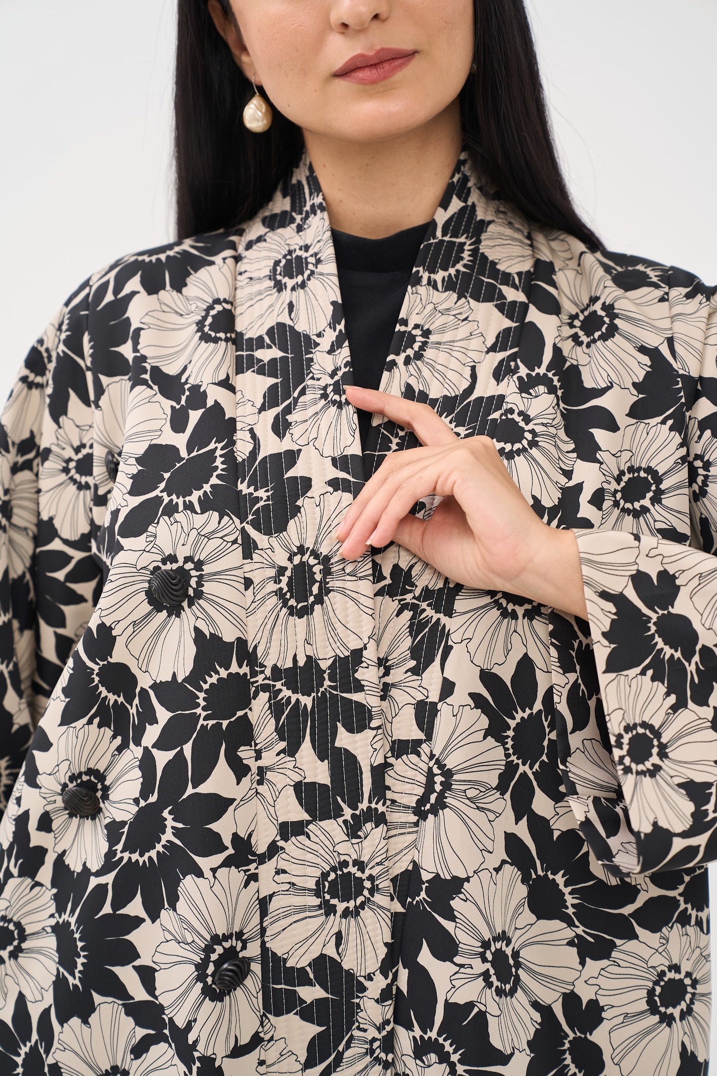 Monochrome Blossom Abaya
