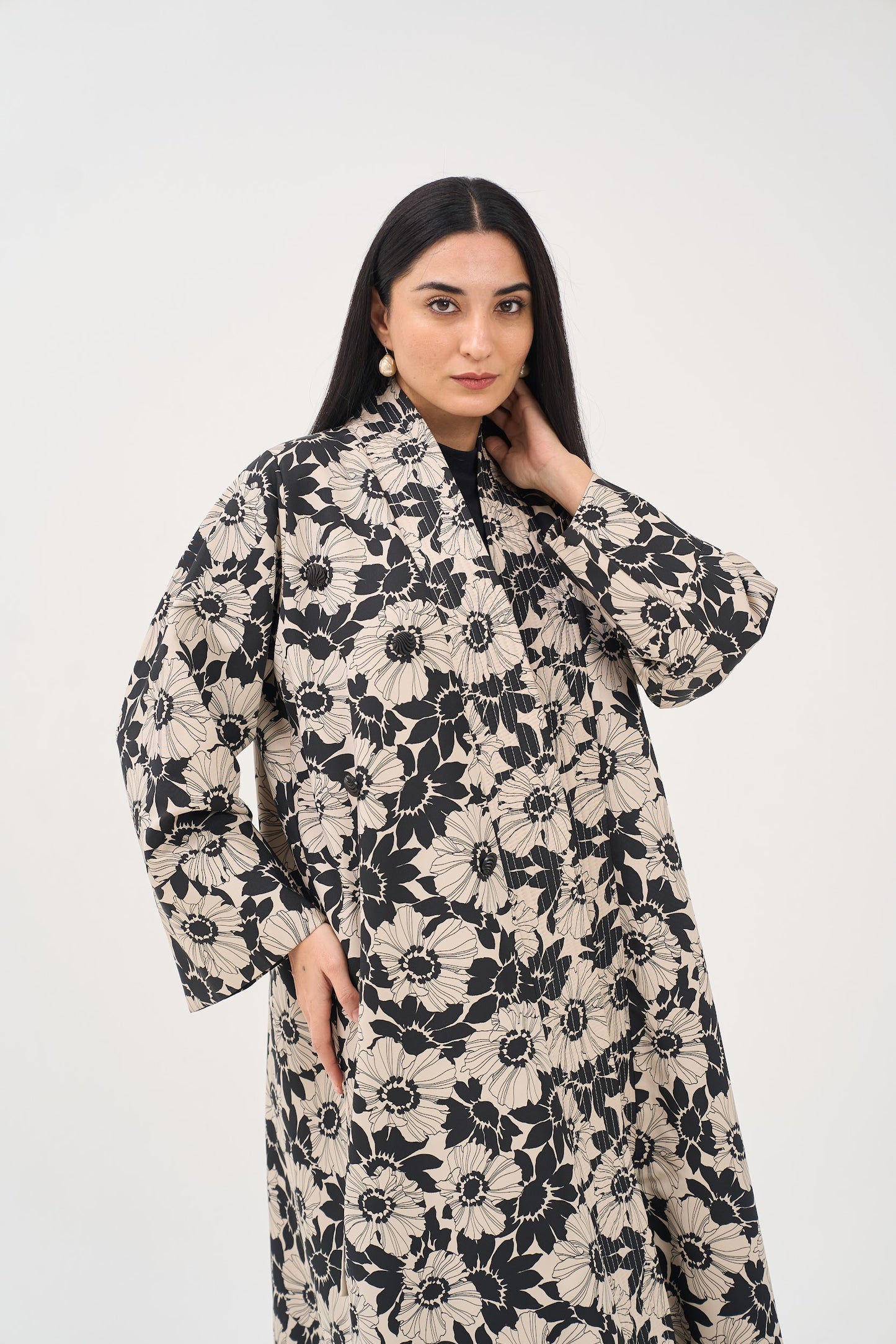 Monochrome Blossom Abaya