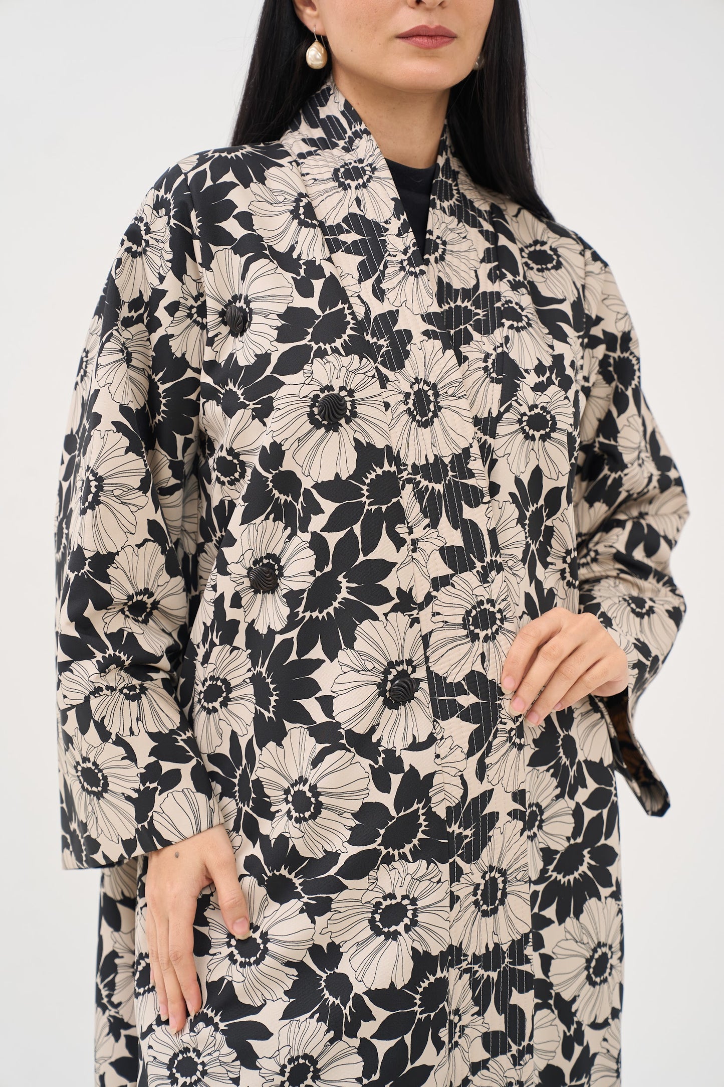 Monochrome Blossom Abaya