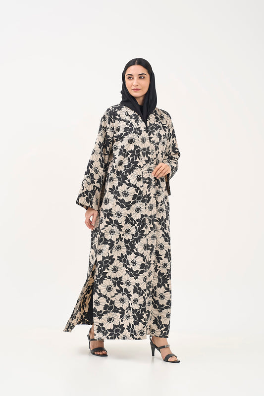 Monochrome Blossom Abaya